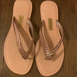 West loop rose gold sandals
